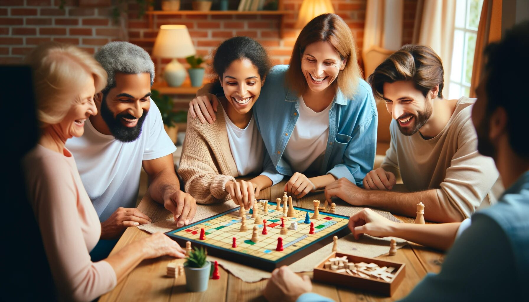 supportive group of parents having a game night